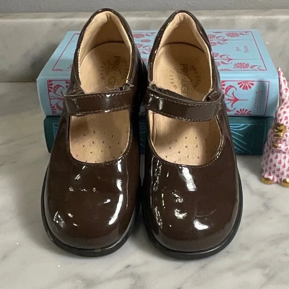 Primigi Chocolate Brown Patent Mary Jane Shoes Size 26 EU /US 9